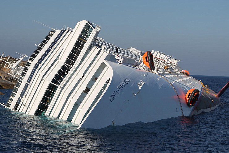 Boat Costa Concordia sinking in Isola del Giglio, Tuscany