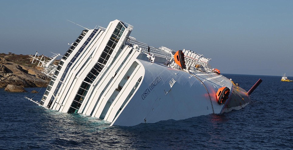 Boat Costa Concordia sinking in Isola del Giglio, Tuscany