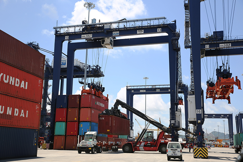 Cẩu gắp container hàng hóa tại cảng